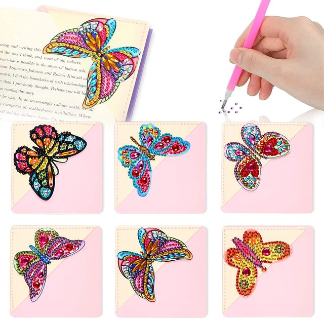 Kit 6 Marcadores de Livros Diagonal - Pintura em Diamante - Borboletas 1
