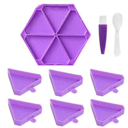 Kit 6 bandejas Hexágono + bandejão - Pintura em Diamante