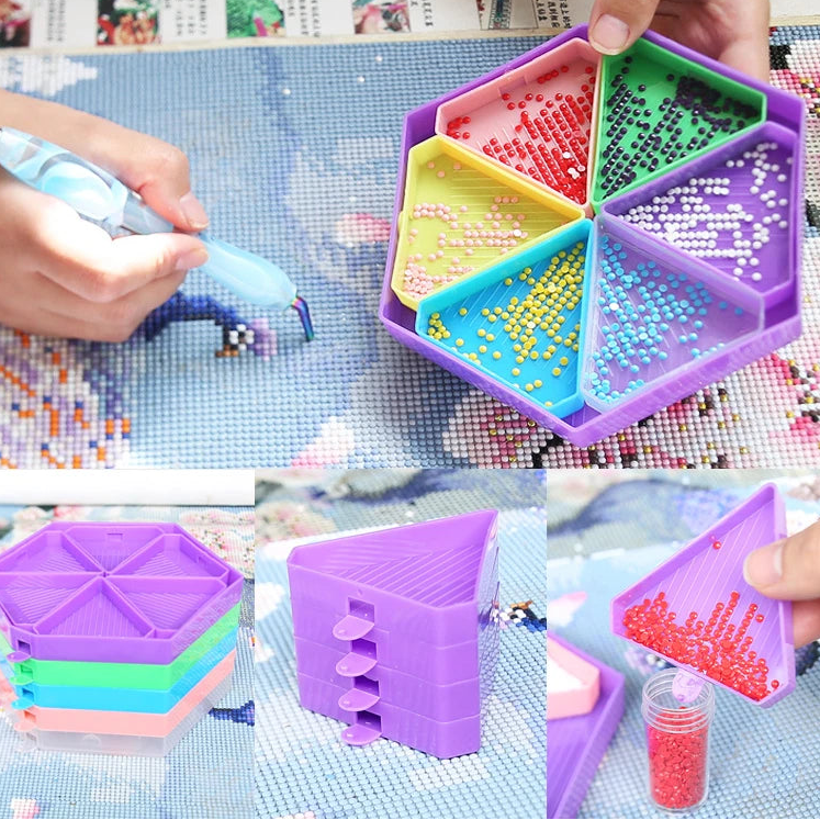 Kit 6 bandejas Hexágono + bandejão - Pintura em Diamante