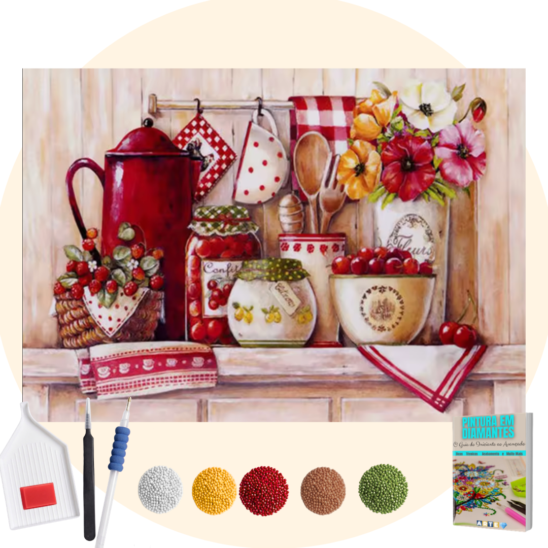 Kit Completo - Pintura em Diamantes - Cozinha