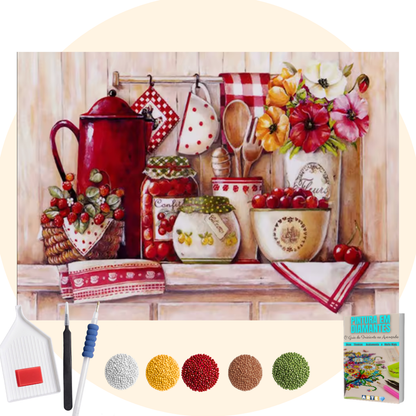 Kit Completo - Pintura em Diamantes - Cozinha