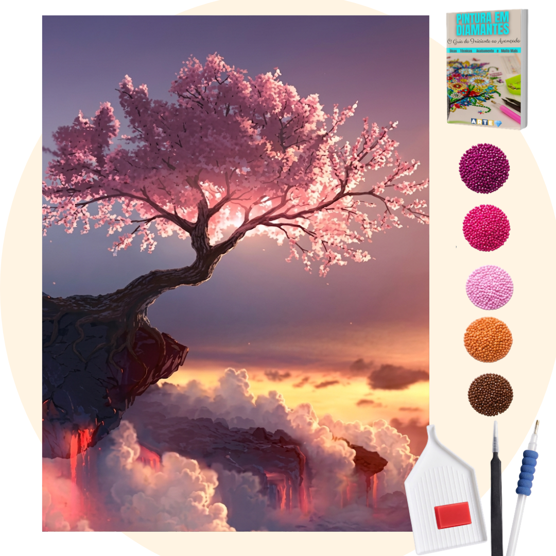 Kit Completo - Pintura em Diamantes - Cerejeira