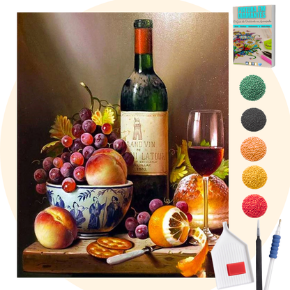 Kit Completo - Pintura em Diamantes - Vinho