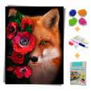 Kit Completo - Pintura em Diamantes - Raposa e as flores