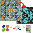 Pintura em Diamantes - Tela Fluorescente - Mandala Flower - Pedras Especiais - 30x30cm