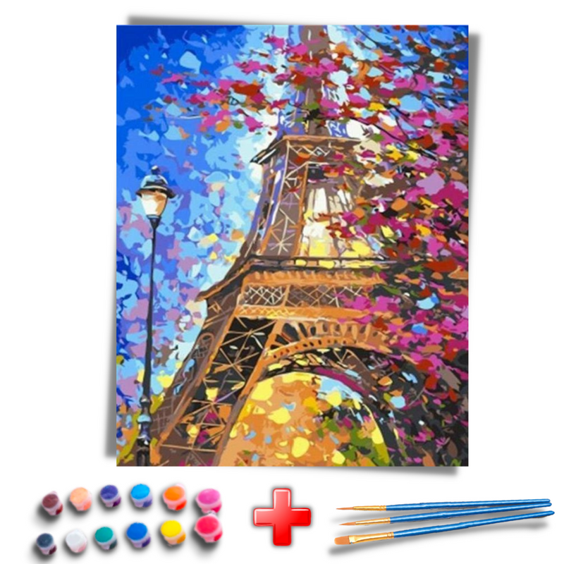 Kit Completo - Pintura Numerada - Torre Eiffel