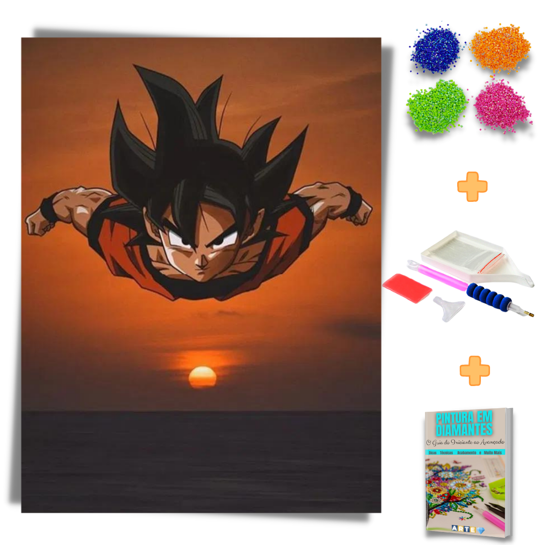 Kit Completo - Pintura em Diamantes - Goku