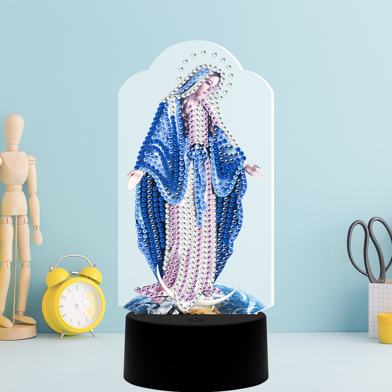 Kit completo - Luminária com Pintura em Diamantes - Nossa Senhora Mãe