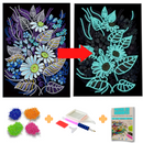 Pintura em Diamantes - Tela Fluorescente - Margaridas  - Pedras Especiais - 30x40cm