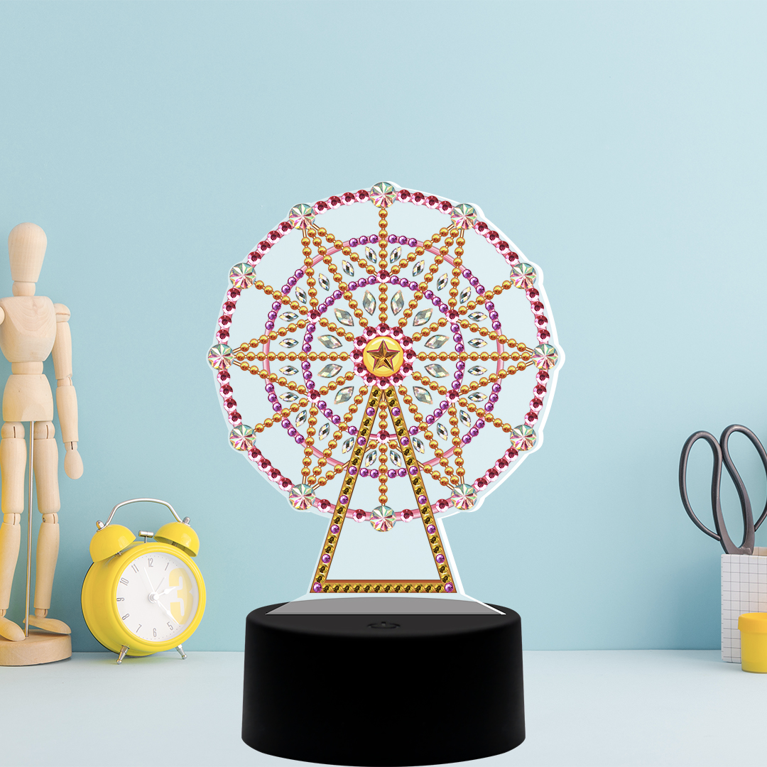 Kit completo - Luminária com Pintura em Diamantes - Roda Gigante