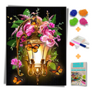 Kit Completo - Pintura em Diamantes - Lamparina florida