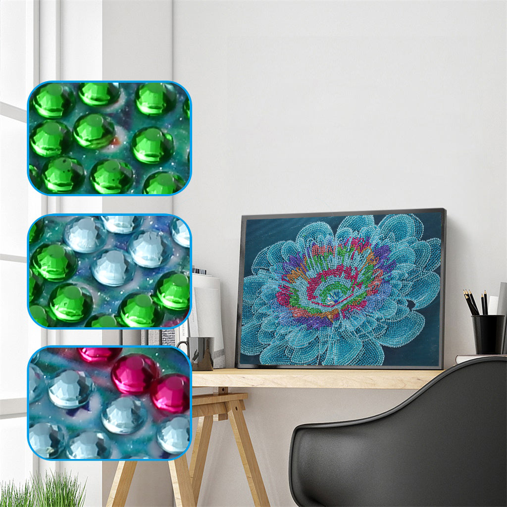 Kit Completo - Pintura em Diamantes - Flor Azul - 30x40