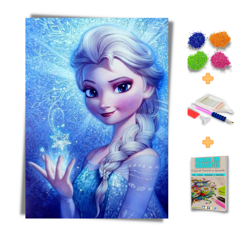 Kit Completo - Pintura em Diamantes - Elsa Aventura Congelante