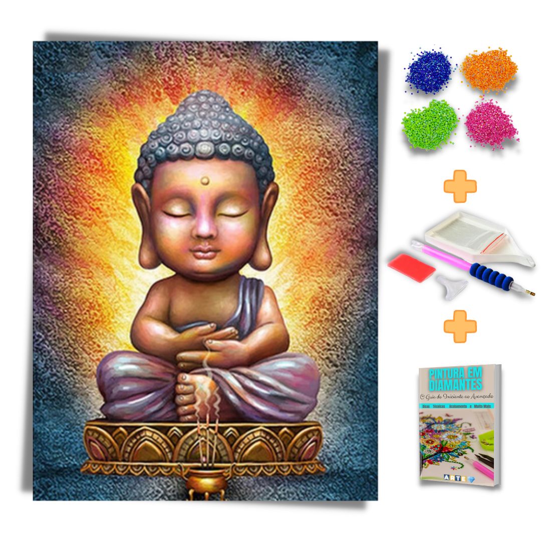 Kit Completo - Pintura em Diamantes - Meditação Buda