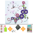 Relógio - Pintura em Diamantes - Flores