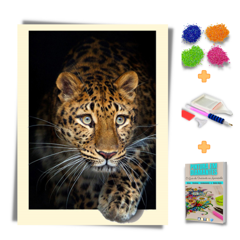 Kit Completo - Pintura em Diamantes - Leopardo 3D