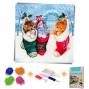 Kit Completo - Pintura em Diamantes - Gatinhos Natalinos