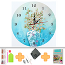 Relógio - Pintura em Diamantes - Vaso de Flores