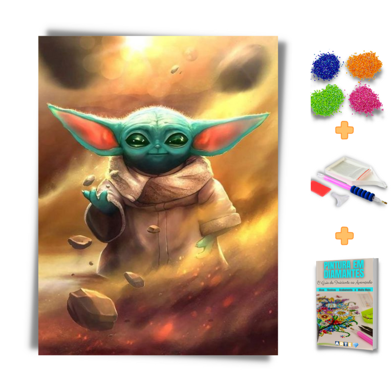 Kit Completo - Pintura em Diamantes - Yoda