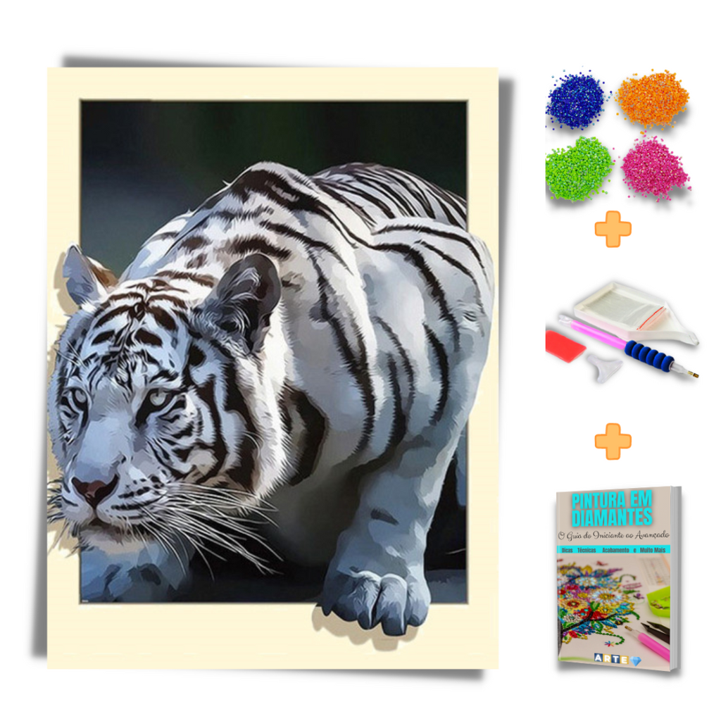 Kit Completo - Pintura em Diamantes - Tigre 3D