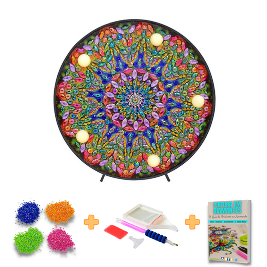 Kit completo - Mandalas em Abajur com Pintura em Diamantes - Energia