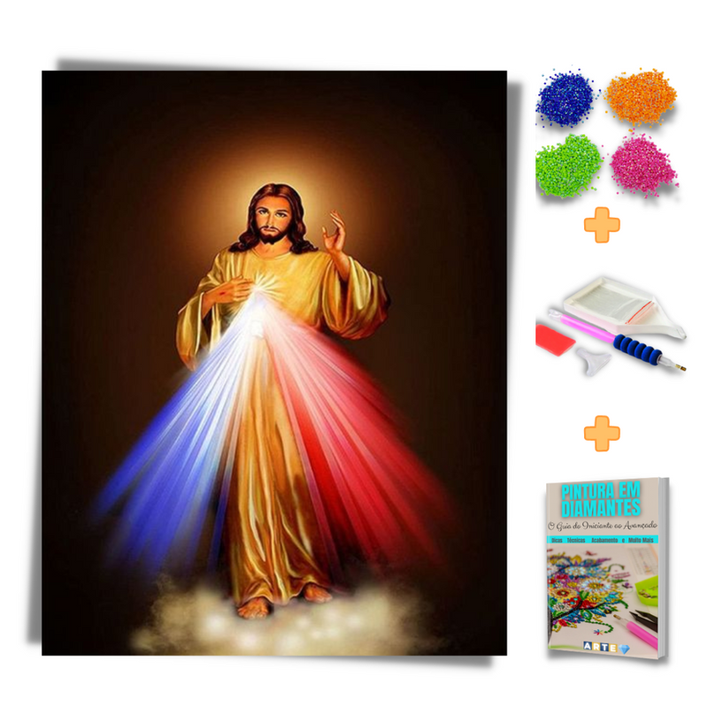 Kit Completo - Pintura em Diamantes - Jesus é luz