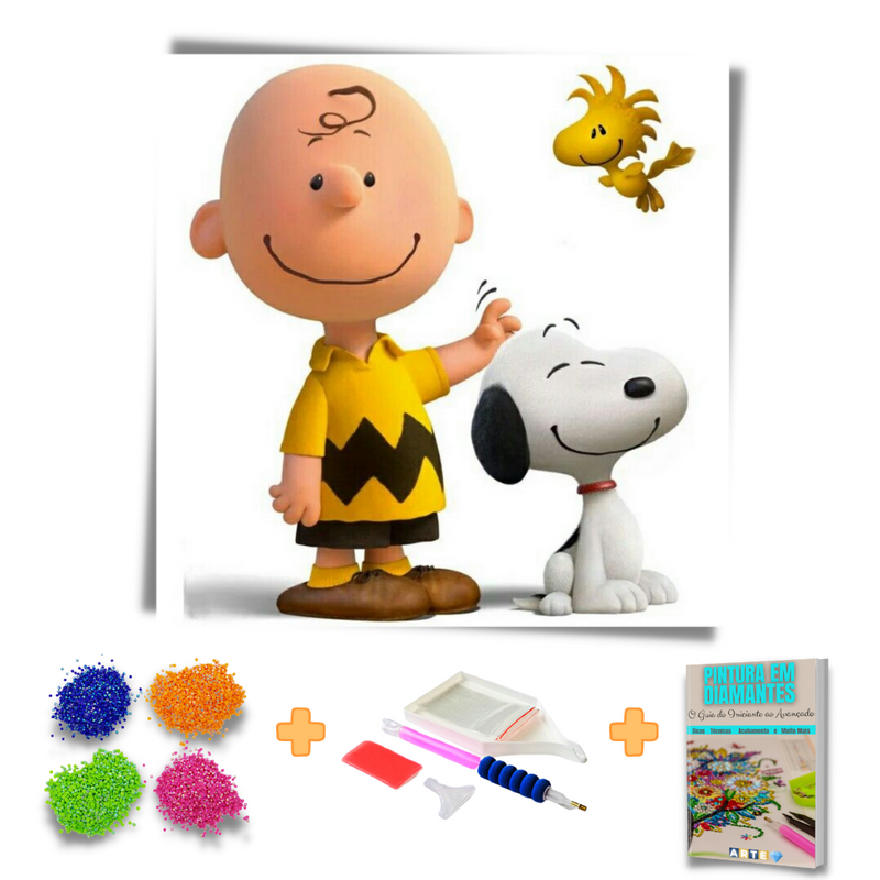 Kit Completo - Pintura em Diamantes - Charlie Brown e Snoopy