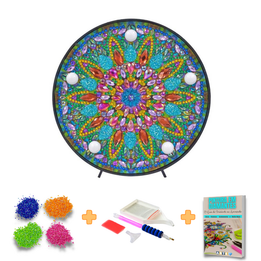 Kit completo - Mandalas em Abajur com Pintura em Diamantes - Paz