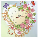 Relógio - Pintura em Diamantes - Coração de flores