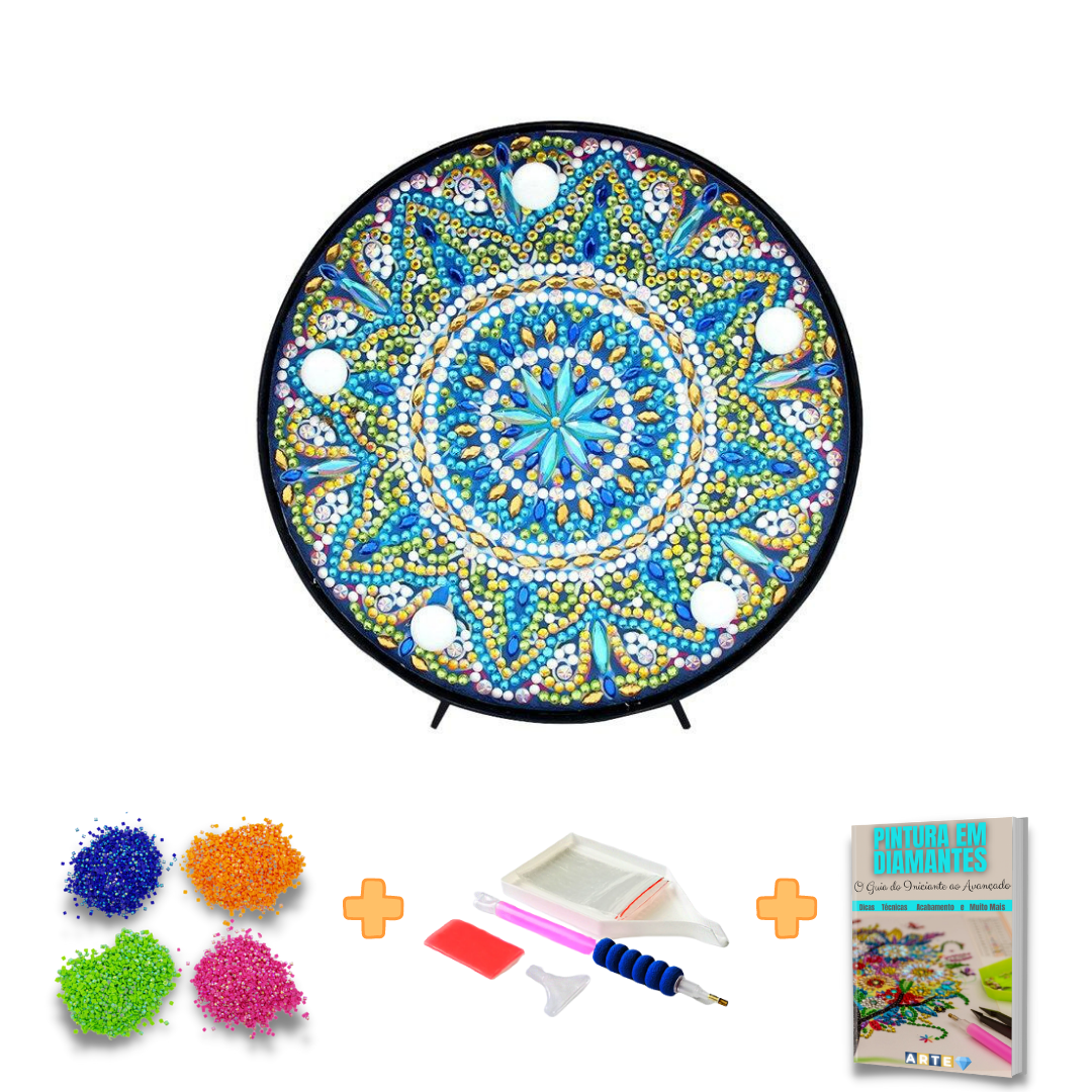 Kit completo - Mandalas em Abajur com Pintura em Diamantes