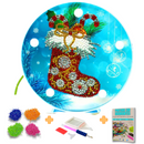 Kit completo - Mandalas em Abajur com Pintura em Diamantes - Meia Natalina
