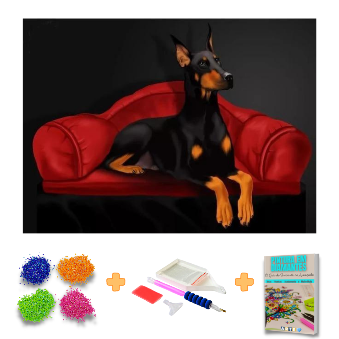 Kit Completo - Pintura em Diamantes - Doberman 2