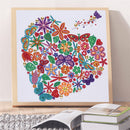 Kit Completo - Pintura em Diamantes - Coração Florido - 30x30