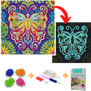 Pintura em Diamantes - Tela Fluorescente - Butterfly - Pedras Especiais - 30x30cm