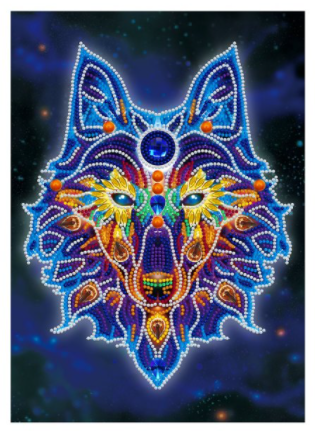 Pintura em Diamantes - Tela Fluorescente - Lobo
