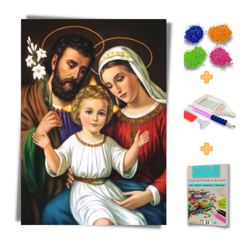Kit Completo - Pintura em Diamantes - Jesus, Maria, José
