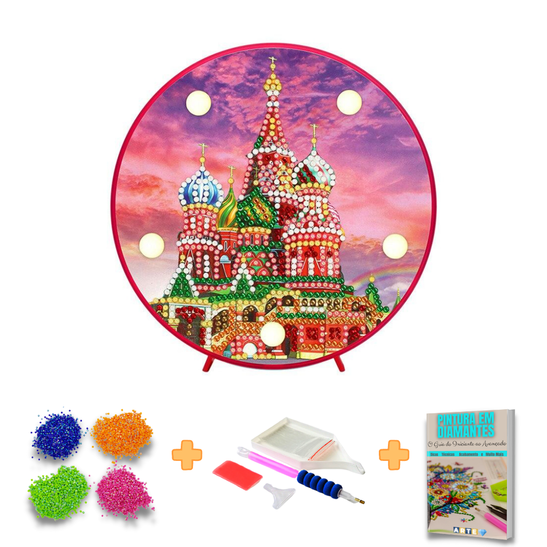 Kit completo - Mandalas em Abajur com Pintura em Diamantes - Moscou