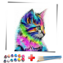 Kit Completo - Pintura Numerada - Gatinho Colorido