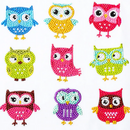 Sticker com Pintura em Diamantes - Corujinhas