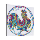 Kit Completo - Pintura em Diamantes - Galo Colorido - 30x30