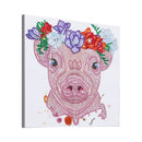 Kit Completo - Pintura em Diamantes - Porco Florido - 30x30