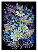 Pintura em Diamantes - Tela Fluorescente - Margaridas  - Pedras Especiais - 30x40cm