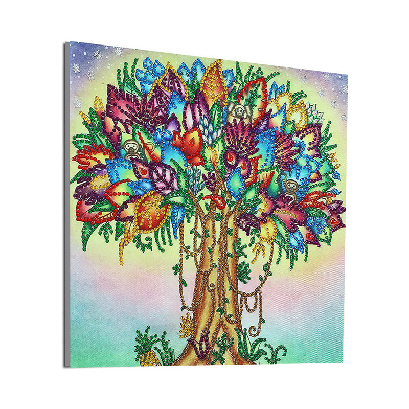Kit Completo - Pintura em Diamantes - Árvore Colorida - 30x30