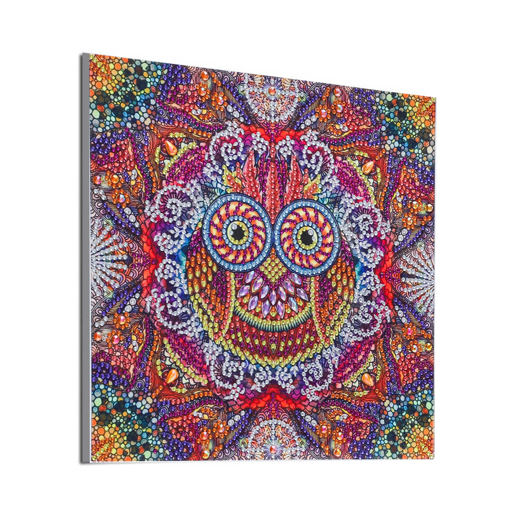 Kit Completo - Pintura em Diamantes - Coruja Mandala - 30x30