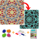 Pintura em Diamantes - Tela Fluorescente - Mandala Ouro - Pedras Especiais - 30x30cm