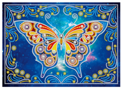 Pintura em Diamantes - Tela Fluorescente - Borboleta - Pedras Especiais - 30x40cm