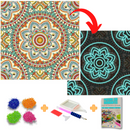 Pintura em Diamantes - Tela Fluorescente - Mandala Luz - Pedras Especiais - 30x30cm