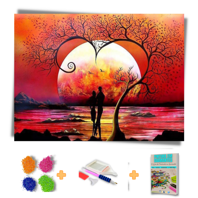 Kit Completo - Pintura em Diamantes - Amor sob o luar