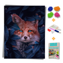 Kit Completo - Pintura em Diamantes - Raposa entre as folhas