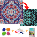 Pintura em Diamantes - Tela Fluorescente - Mandala Tranquilidade - Pedras Especiais - 30x30cm